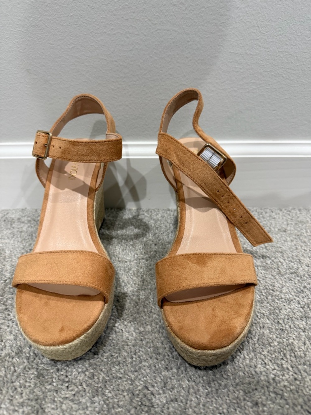 Women’s Tan Suede Espadrille Wedge Sandals